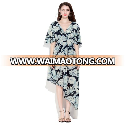 2018 Spring New Women Dress All-match Printed Dress Girls Long Slim Dress