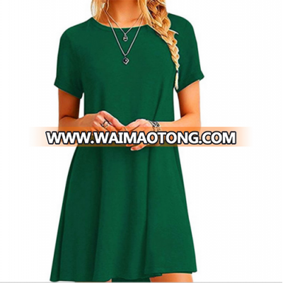 Casual Womens Short Sleeve Round Loose Dress