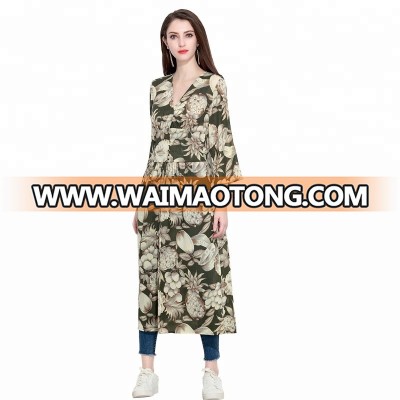 Floral Vestidos Chiffon Slit Midi Dress for Women